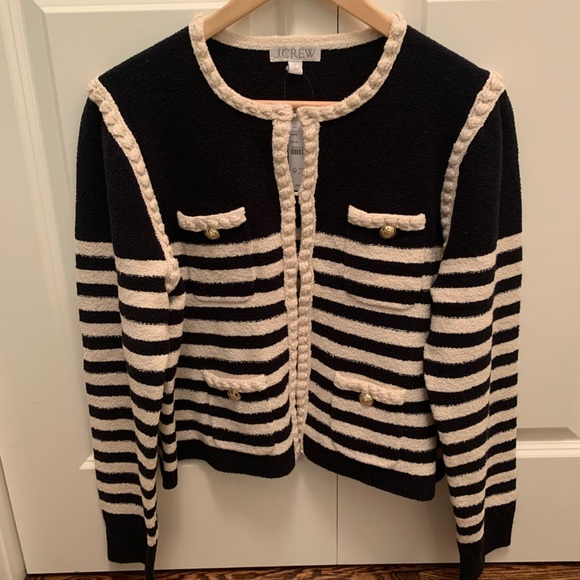 J. Crew Odette sweater lady jacket in striped bouclé NEW Size large RARE - Picture 5 of 15